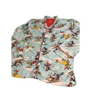 Disney 100 Mickey & Friends Winter Pajama Top L/G Holiday Ice Skating‎